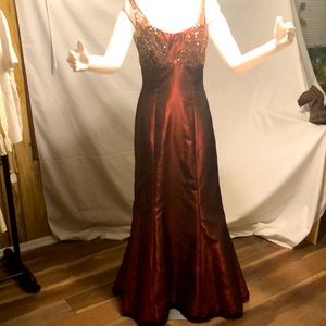 Rust Iridescent floor Length Princess Dress. Size 8